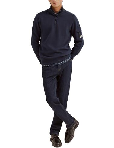 Sudadera Lion of Porches con cremallera en marino de hombre