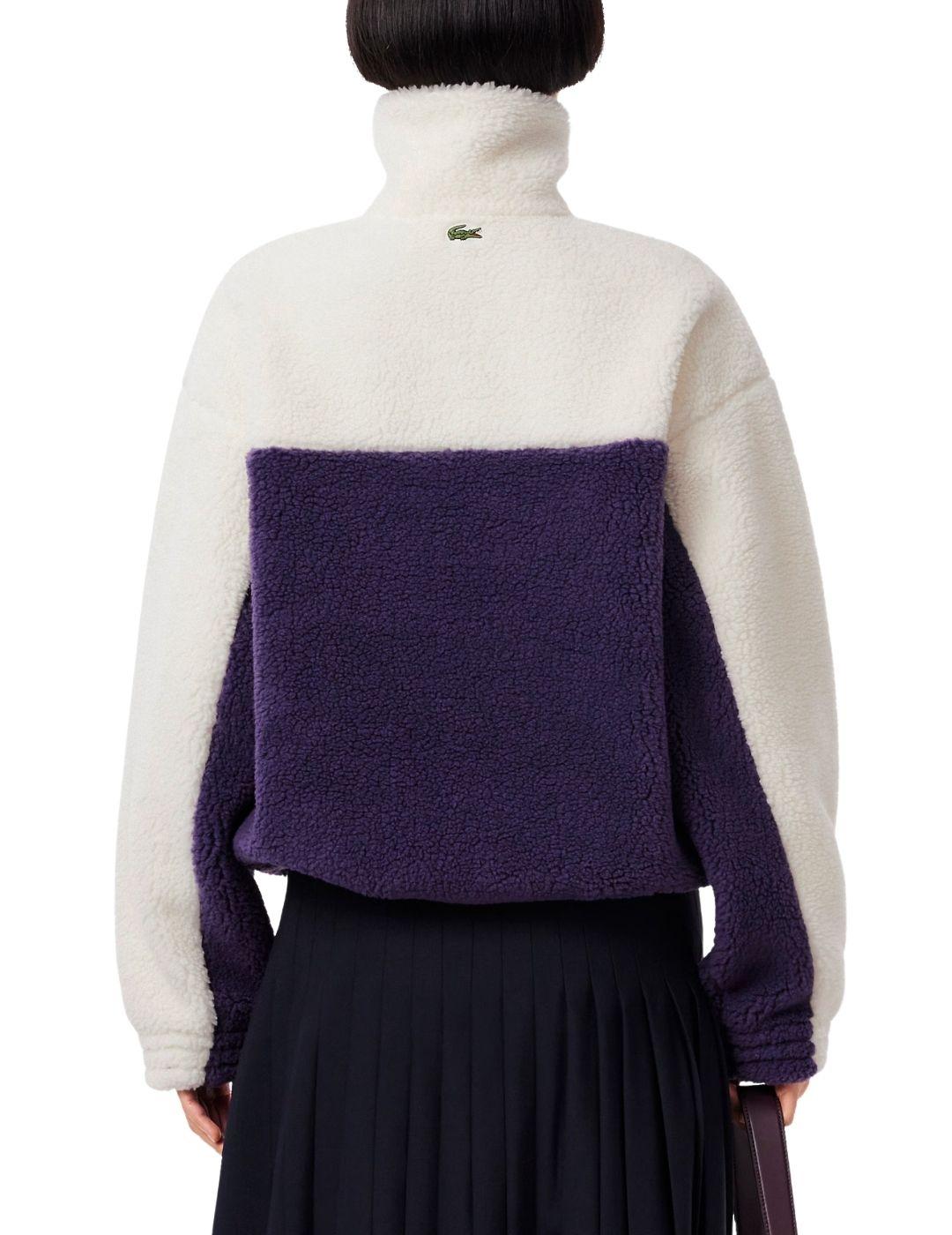 Sudadera de felpa Lacoste de cuello alto oversized de mujer