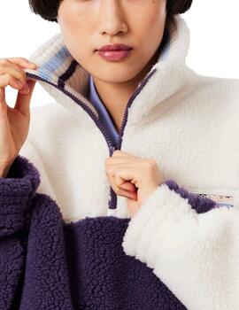 Sudadera de felpa Lacoste de cuello alto oversized de mujer