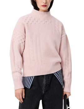Jersey Lacoste de cuello alto de lana con efecto patchwork