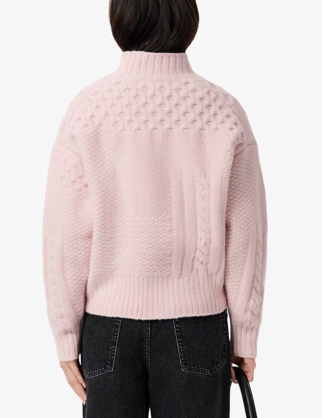 Jersey Lacoste de cuello alto de lana con efecto patchwork
