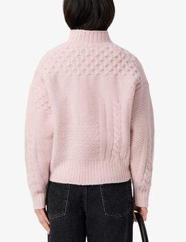 Jersey Lacoste de cuello alto de lana con efecto patchwork