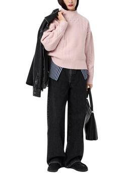 Jersey Lacoste de cuello alto de lana con efecto patchwork