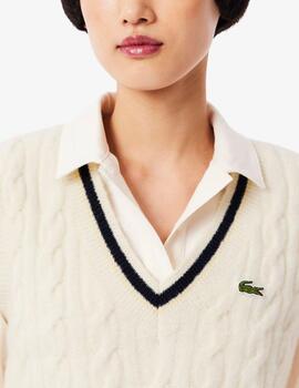 Chaleco Lacoste de punto de lana con motivo de ochos