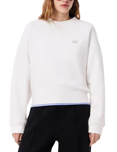 Sudadera Lacoste oversized de algodón en blanco de mujer