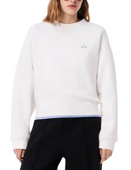 Sudadera Lacoste oversized de algodón en blanco de mujer