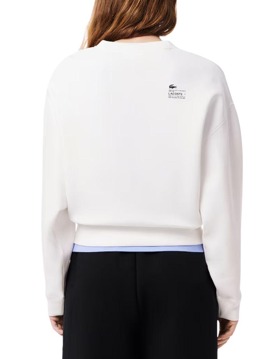 Sudadera Lacoste oversized de algodón en blanco de mujer