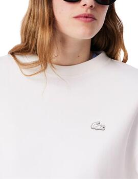 Sudadera Lacoste oversized de algodón en blanco de mujer