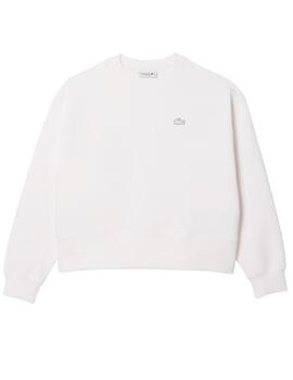 Sudadera Lacoste oversized de algodón en blanco de mujer