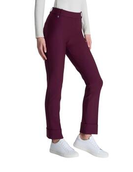 Pantalón Ragno granate recto elástico de mujer