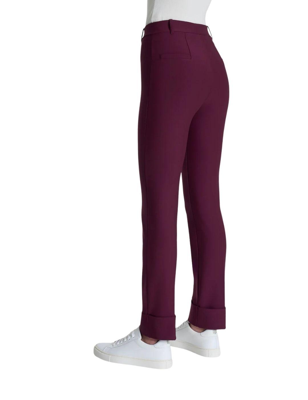 Pantalón Ragno granate recto elástico de mujer