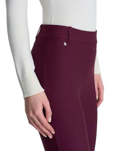 Pantalón Ragno granate recto elástico de mujer