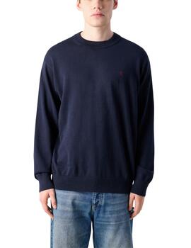 Jersey Calvin Klein holgado de algodón cuello redondo marino