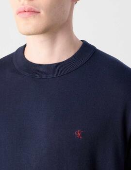 Jersey Calvin Klein holgado de algodón cuello redondo marino