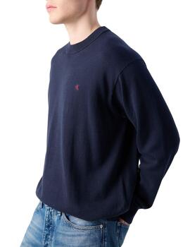 Jersey Calvin Klein holgado de algodón cuello redondo marino