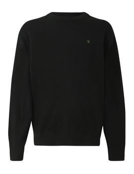 Jersey Calvin Klein holgado de algodón cuello redondo negro