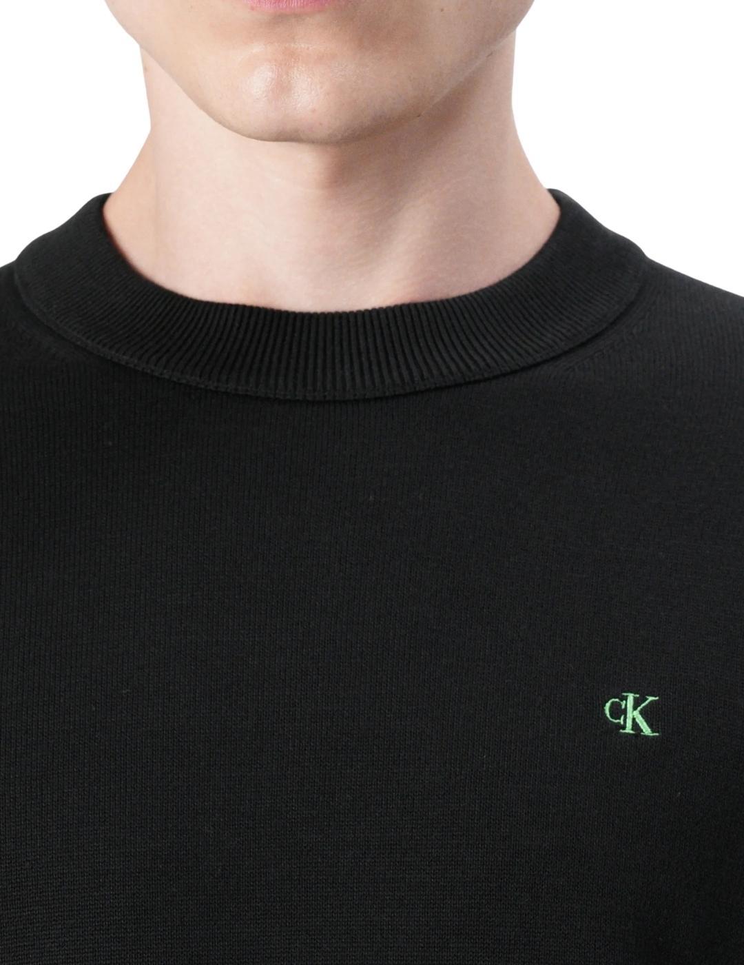 Jersey Calvin Klein holgado de algodón cuello redondo negro
