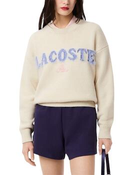 Jersey Lacoste de lana cardada con intarsia de la marca