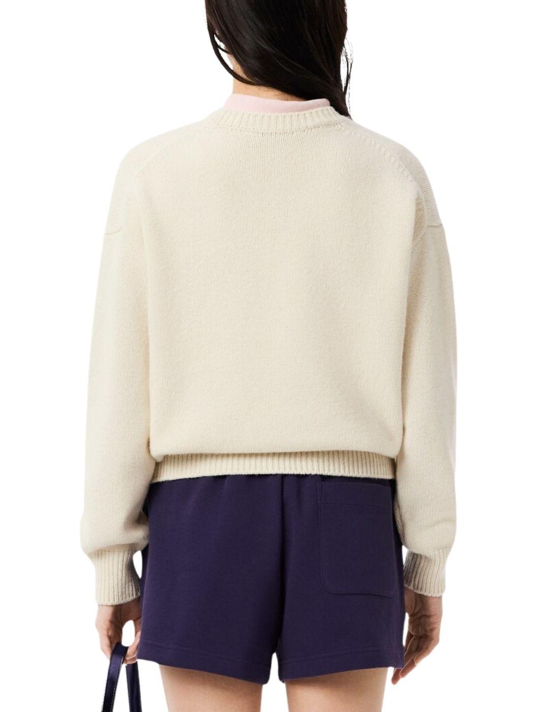 Jersey Lacoste de lana cardada con intarsia de la marca