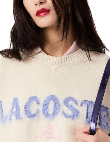 Jersey Lacoste de lana cardada con intarsia de la marca