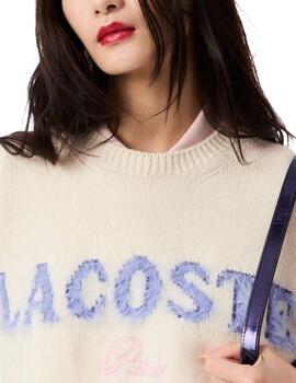 Jersey Lacoste de lana cardada con intarsia de la marca