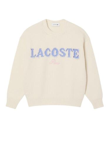 Jersey Lacoste de lana cardada con intarsia de la marca