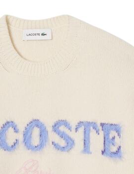 Jersey Lacoste de lana cardada con intarsia de la marca