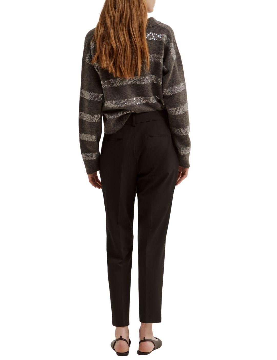Pantalón Lion of Porches chinos clásicos negro de mujer