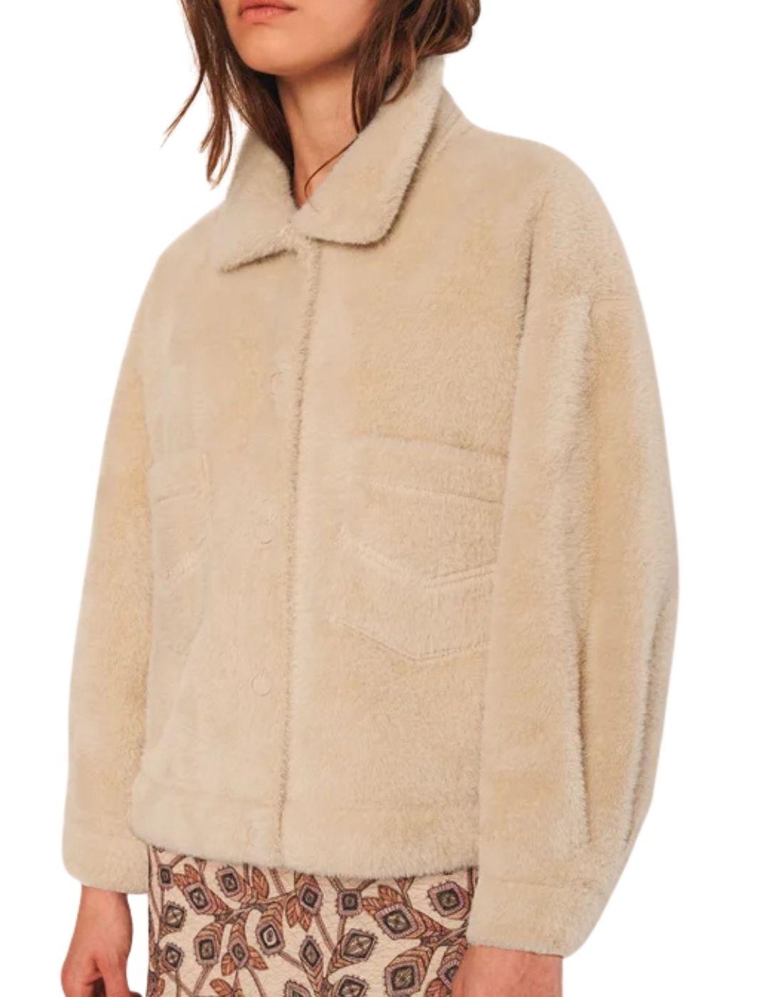 Abrigo boxy Indi & Cold corto de pelo en beige de mujer