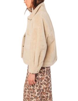 Abrigo boxy Indi & Cold corto de pelo en beige de mujer