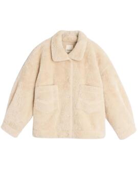 Abrigo boxy Indi & Cold corto de pelo en beige de mujer