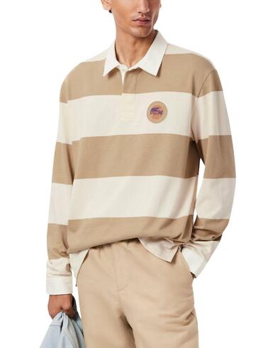 Polo de rugby Lacoste de rayas de corte holgado de hombre