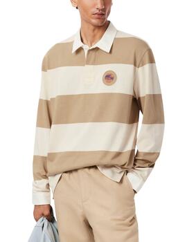 Polo de rugby Lacoste de rayas de corte holgado de hombre