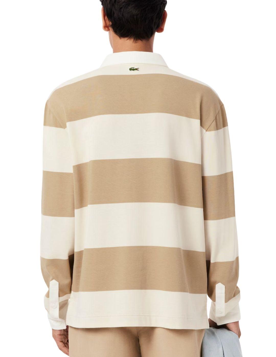 Polo de rugby Lacoste de rayas de corte holgado de hombre