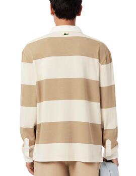 Polo de rugby Lacoste de rayas de corte holgado de hombre