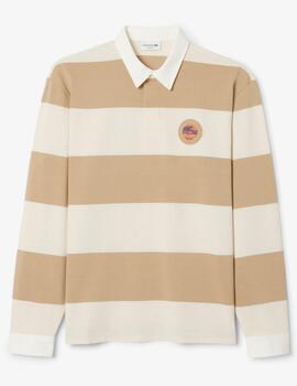 Polo de rugby Lacoste de rayas de corte holgado de hombre