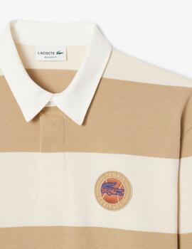 Polo de rugby Lacoste de rayas de corte holgado de hombre