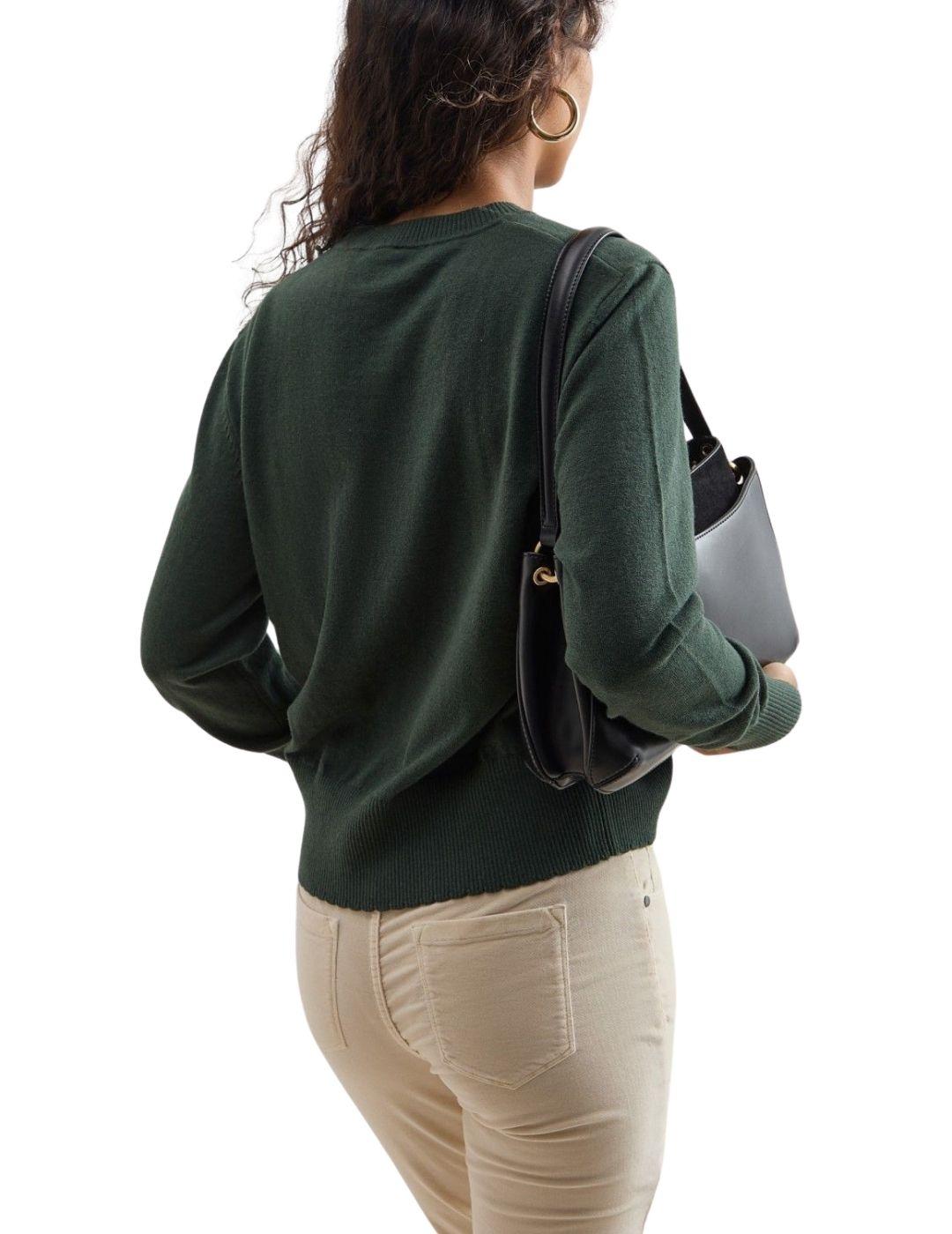 Jersey Decenio en verde de cuello redondo para mujer