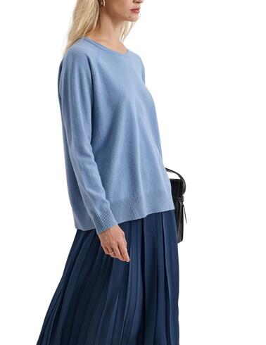 Jersey Decenio de lana en celeste para mujer