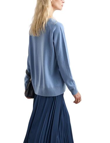 Jersey Decenio de lana en celeste para mujer