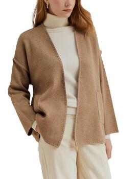 Abrigo corto Lion of Porches de punto en beige de mujer