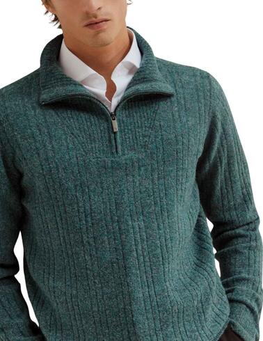 Jersey de punto Lion of Porches acanalado media cremallera