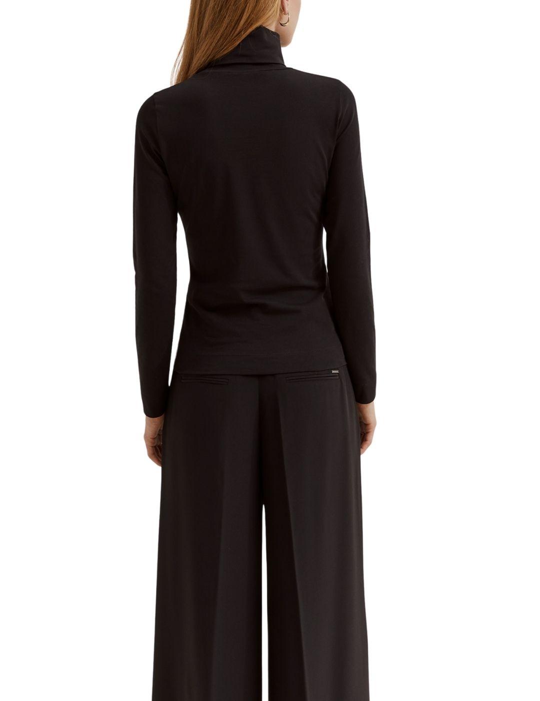 Camiseta Lion of Porches de cuello alto de mujer en negro