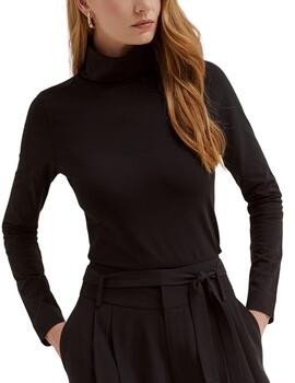 Camiseta Lion of Porches de cuello alto de mujer en negro