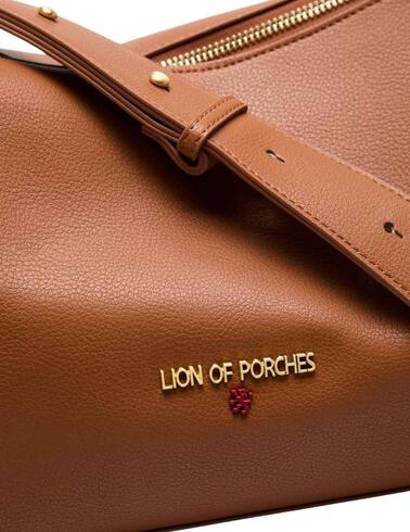 Bolso de hombro Lion of Porches color cuero de mujer