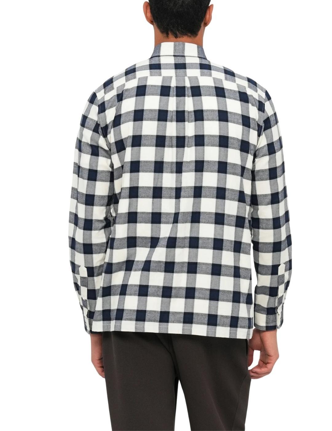 Camisa Lacoste de popelin con estampado a cuadros de hombre