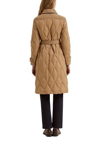 Gabardina acolchada Lion of Porches larga en camel de mujer