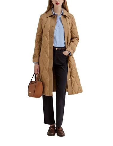 Gabardina acolchada Lion of Porches larga en camel de mujer
