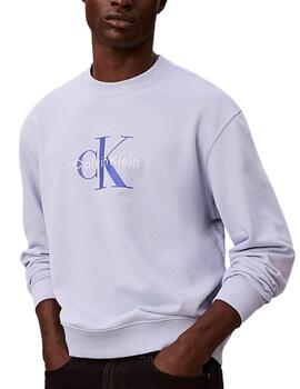 Sudadera Calvin Klein corte holgado para hombre en celeste