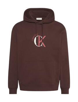 Sudadera Calvin Klein marrón con capucha para hombre